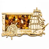 Dekoracje domu - Magnes Z Bursztynem I Love Rewal Captain Mike - miniaturka - grafika 1