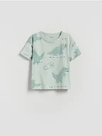 Bluzki dla niemowląt - Reserved - Bawełniany t-shirt z nadrukiem - jasnoniebieski - miniaturka - grafika 1