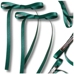 Spinki damskie do włosów długie kokardki 2 szt zielone eleganckie - Ozdoby do włosów - miniaturka - grafika 1