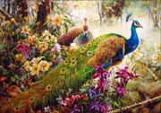 Malowanie po numerach - Artnapi 40x50cm Malowanie Po Numerach - Pawie w Kwiatach - Na Drewnianej Ramie - miniaturka - grafika 1