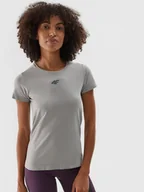 Koszulki sportowe damskie - Damska koszulka do biegania 4F 4FWAW24TFTSF0953 - szara - miniaturka - grafika 1