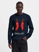 Swetry męskie - Blend Sweter 20717599 Granatowy Regular Fit - miniaturka - grafika 1