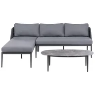 Meble ogrodowe - Narożnik ogrodowy ze stolikiem dla 3 osób LEFFE Prawostronny Szary - miniaturka - grafika 1