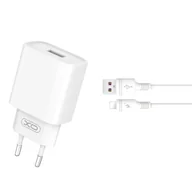 Ładowarki do telefonów - XO Ładowarka sieciowa CE02D QC 3.0 18W 1x USB biaa + kabel Lightning - miniaturka - grafika 1