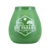 Yerba Mate - Tykwa Ceramiczna z logo Rio Parana (zielona) 330 ml - miniaturka - grafika 1
