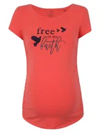 Koszulki i topy damskie - Damski t-shirt ciążowy z nadrukiem czerwony Bellybutton Maternity, r.S - miniaturka - grafika 1