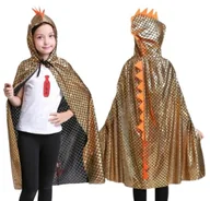 Stroje karnawałowe - Strój Kostium Peleryna Dinozaur Smok Dino Halloween Karnawał Unisize 104 140 Cm 4-10L Złota - miniaturka - grafika 1