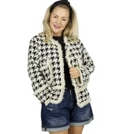 Marynarki i żakiety damskie - Marynarka boucle w pepitkę z ozdobnymi guzikami MILA - miniaturka - grafika 1