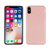 Etui i futerały do telefonów - NoName Etui Carbon Fiber iPhone Xs Max różowo- złoty/rosegold - miniaturka - grafika 1