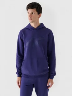 Męska bluza dresowa nierozpinana z kapturem 4F 4FWMM00TSWSM1766 - granatowa - Bluzy sportowe męskie - miniaturka - grafika 1