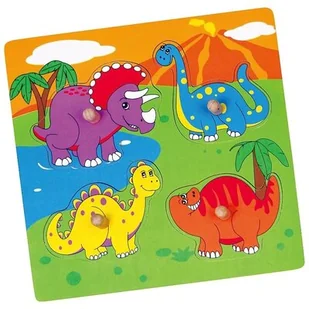 VIGA TOYS Drewniane Puzzle Dinozaury Układanka Niespodzianka Viga Toys 59565 - Układanki dla dzieci - miniaturka - grafika 1