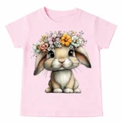 Koszulki dla dziewczynek - Koszulka z zajączkiem dla dziewczynki na Wielkanoc - zając12-30 - miniaturka - grafika 1