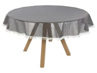 Obrusy i serwetki - LIVARNO home Obrus ogrodowy, 130 x 160 cm (Okrągły, Szary) - miniaturka - grafika 1