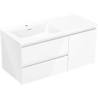 Szafki łazienkowe - Mexen Orio szafka łazienkowa 100 cm z umywalką Otis lewą, 2S, 1D, biała połysk - 91A13-10047-3-BBFFF00-W18L00 - miniaturka - grafika 1