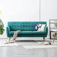 Sofy i kanapy - vidaXL 3-osobowa sofa tapicerowana tkaniną, 172x70x82 cm, zielona - miniaturka - grafika 1