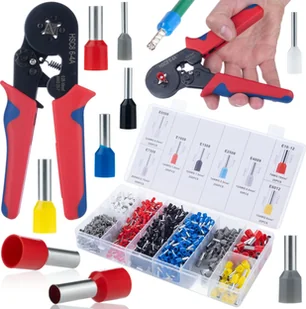 Rosfix PRASKA ZACISKARKA KONEKTORÓW KOŃCÓWEK ZARABIANIA PRZEWODÓW + 1200 TULEJEK - Narzędzia sieciowe - miniaturka - grafika 1