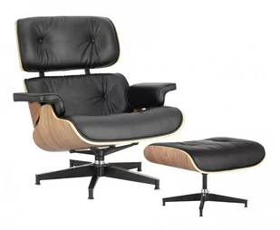 D2.Design Fotel Vip z podnóżkiem czarny/walnut /standard base 217896 - Fotele - miniaturka - grafika 1