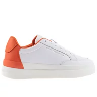 Buty sportowe damskie - Buty Tommy Hilfiger Feminine Sneaker With Color FW0FW06896-0K9 - białe - miniaturka - grafika 1