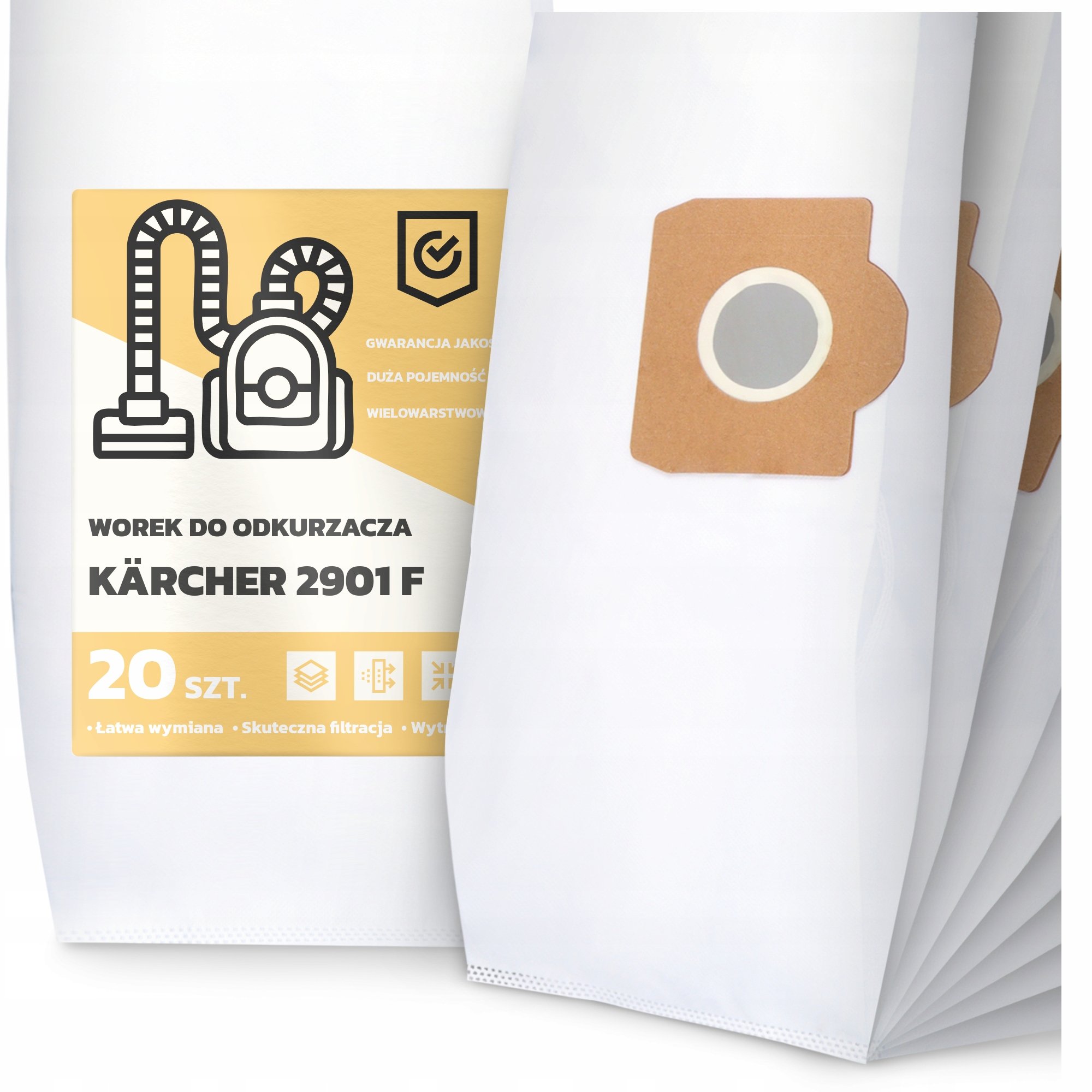 20x Worek do Odkurzacza Kärcher 2901 F Syntetyczny Pojemny Odporny Worki