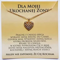 Naszyjniki - Naszyjnik z dedykacją złoty od Męża dla Ukochanej Żony serduszko na urodziny ze stali szlachetnej - miniaturka - grafika 1