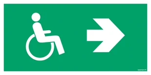 AC059 KIERUNEK EWAKUACJI DLA NIEPEŁNOSPRAWNYCH W PRAWO, PS - PŁYTA PCV 1MM FOTOLUMINESCENCYJNA; (200X100MM) - Systemy ekspozycyjne i znaki informacyjne - miniaturka - grafika 1
