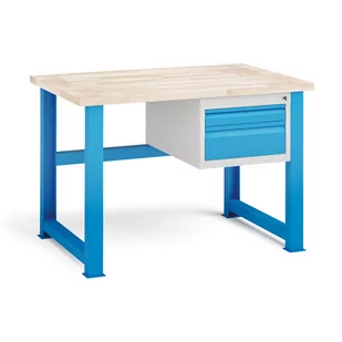 Stół warsztatowy KOVONA, 2 szuflady na narzędzia, blat z drewna bukowego, stałe nogi, 1700 mm - Stoły warsztatowe - miniaturka - grafika 2