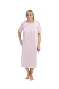 Koszula nocna damska L różowa długa krótki rękaw bawełna dla babci mamy - Bielizna nocna - miniaturka - grafika 1