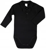 Body dla niemowląt - Body KOŁNIERZYK Polo DŁR czarne MUCHA czarna r 62 KLEKLE - miniaturka - grafika 1