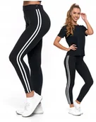 Legginsy - Legginsy z Lampasem Czarne Wysoki Stan Kryjące Miękkie Wygodne MORAJ L/XL - miniaturka - grafika 1