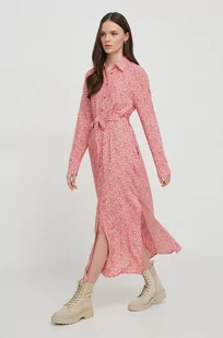 Pepe Jeans sukienka BROOKE kolor czerwony maxi prosta - Sukienki - miniaturka - grafika 1