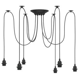 vidaXL Lampa wisząca z 6 uchwytami na żarówki E27 Czarny metal - Lampy ogrodowe - miniaturka - grafika 1