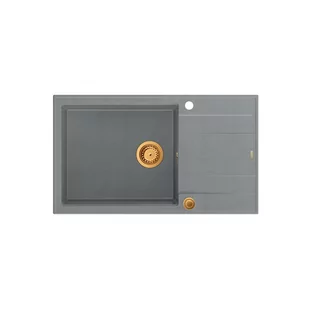 QUADRON Zlewozmywak EVAN 136 XL szary, elementy miedziane, k.pneum. HCQE58650U5_PVDC1_P2O- - Zlewozmywaki - miniaturka - grafika 1