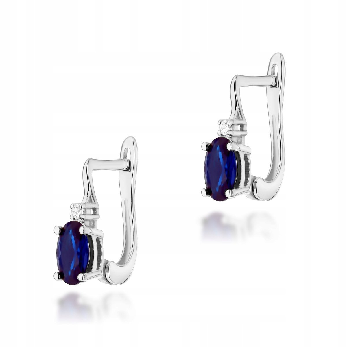 Kolczyki ze złota 585 z szafirem białe złoto elegancki design dla mamy 14kt