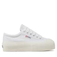 Trampki damskie - Trampki Superga Stripe Platform 2631 S5111SW Biały - miniaturka - grafika 1