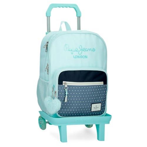 Pepe Jeans Dalma Plecak szkolny z podwójną komorą z wózkiem niebieski 30x40x13 cm Poliester by Joumma Bags, Niebieski, 30x40x12 cms, Dwukomorowy plecak szkolny z wózkiem