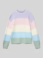 Swetry dla dziewczynek - Sweter z dzianiny o kroju regular fit z szerokim wzorem w paski model ‘SANDY’ - miniaturka - grafika 1