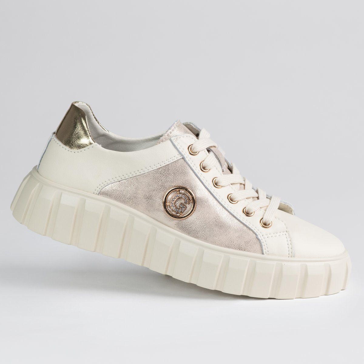 Półbuty damskie buty skóra naturalna GOODIN GD-XF-71 beż złoto lekkie 41