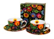 Filiżanki - Filiżanki do  kawy i herbaty porcelanowe ze spodkami DUO ETNIC 270 ml 2 szt - miniaturka - grafika 1