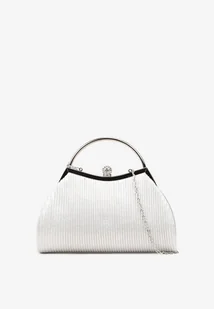 Srebrna Trapezowa Torebka Kopertówka Vices z Rączką i Odpinanym Łańcuszkiem Accodia - Torebki damskie - miniaturka - grafika 1