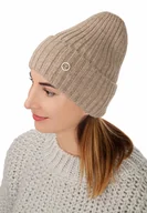 Czapki damskie - Czapka zimowa damska beżowa - miniaturka - grafika 1