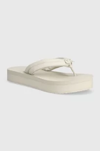 Calvin Klein japonki FLATFORM FLIP FLOP RELOCK damskie kolor beżowy na platformie HW0HW02063 - Klapki i japonki damskie - miniaturka - grafika 1