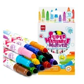 Przybory szkolne - Flamastry Deli 12 kolorów łatwo zmywalne z fibrową końcówką - miniaturka - grafika 1