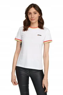 WRANGLER DOUBLE RINGER TEE WHITE W7N7GH989 S - Koszulki i topy damskie - miniaturka - grafika 1