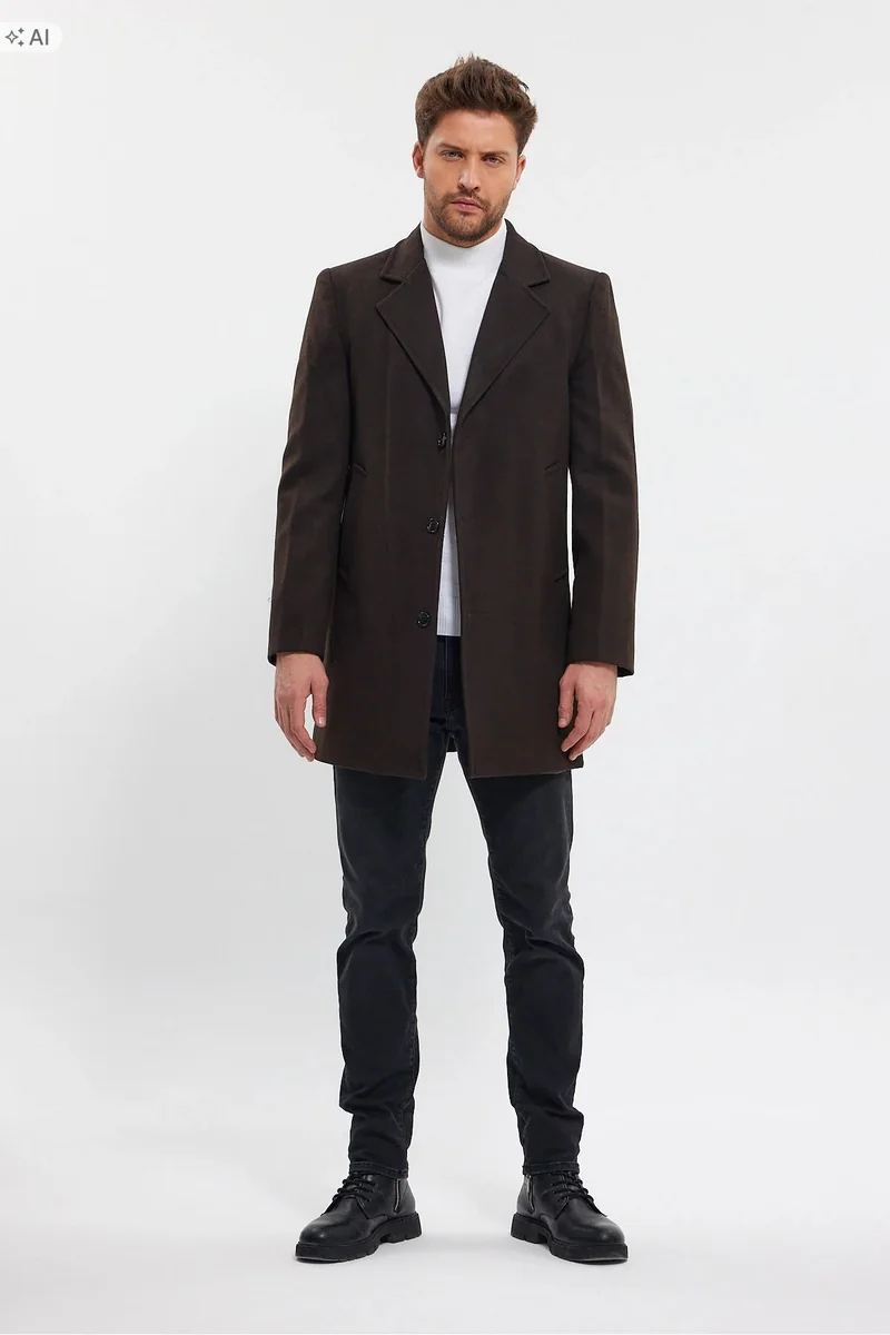 ELEGANCKI PŁASZCZ MĘSKI GŁADKI W STYLU MINIMALISTYCZNYM M 5IA