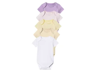 lupilu® Body niemowlęce z bawełny, 5 sztuk (Biały/szary/żółty/fioletowy, 74/80) - Body - miniaturka - grafika 1