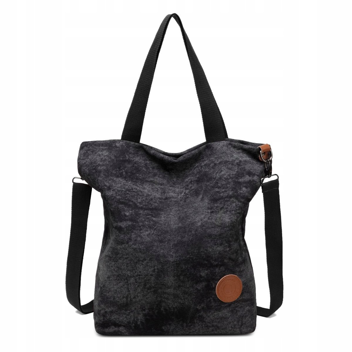 Płócienna Torba Damska Shopper Casual Czarna