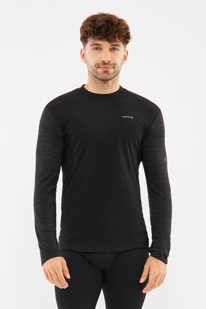 Bluza termoaktywna męska z wełny merino i bambusa Viking Novena Man Longsleeve 0900 czarny M