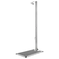 Akcesoria do basenów - vidaXL Lumarko Prysznic ogrodowy z szarą podstawą, 220 cm, stal nierdzewna 3070793 - miniaturka - grafika 1