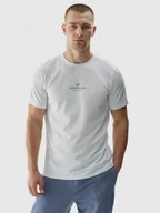 Koszulki sportowe męskie - Męski t-shirt  z nadrukiem 4F 4FWAW24TTSHM1585 - biały - miniaturka - grafika 1