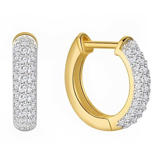 SREBRNE KOLCZYKI POZŁACANE KOŁA CYRKONIE ANGIELSKIE SREBRO 925 DLA KOBIETY